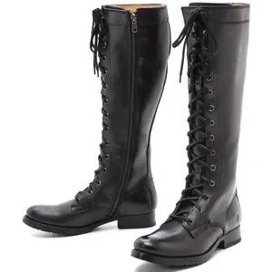 Frye | Shoes | Frye Melissa Tall Black Genuine Leather Laceup Knee High ...